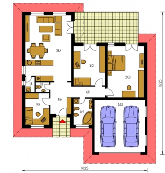 Grundriss des Erdgeschosses - BUNGALOW 22